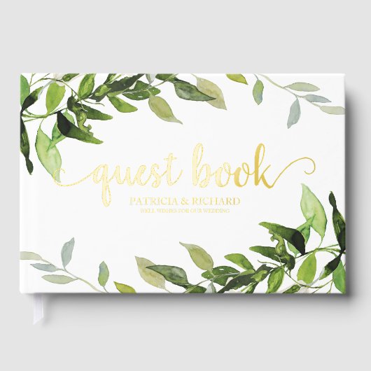 Bruiloftsfeest met eucalyptusgroen gastenboek (Voorkant)