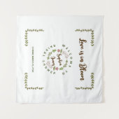 Bruiloftsfeest met groene bladeren en roze bloemen wandkleed (Voorkant (horizontaal))