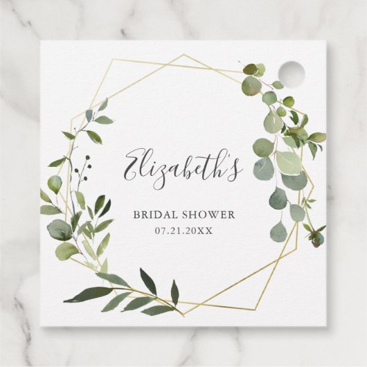 Bruiloftsfeest met groene botanische decoratie bedankjes labels (Achterkant)