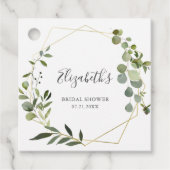 Bruiloftsfeest met groene botanische decoratie bedankjes labels (Voorkant)