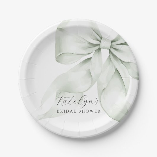 Bruiloftsfeest met groene strik papieren bordje (Voorkant)