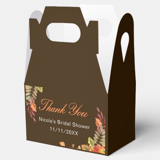 Bruiloftsfeest met herfstbladeren in rustieke stij bedankdoosjes (Geopend)