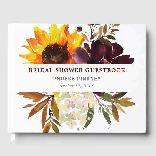 Bruiloftsfeest met herfstbloemen gastenboek (Voorkant)