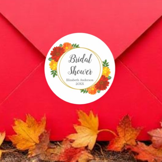 Bruiloftsfeest met herfstbloemen ronde sticker