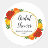 Bruiloftsfeest met herfstbloemen ronde sticker (Voorkant)