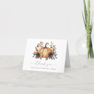 Bruiloftsfeest met herfstpompoen bedankkaart