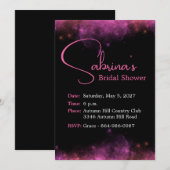 Bruiloftsfeest met hete roze en zwarte tinten kaart (Voorkant / Achterkant)