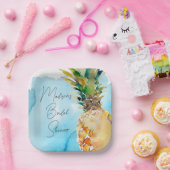 Bruiloftsfeest met levendige tropische ananas papieren bordje (Feest)