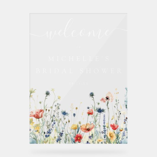 Bruiloftsfeest met levendige wilde bloemen acryl bord (Voorkant)