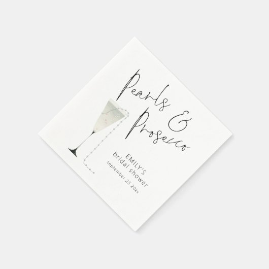 Bruiloftsfeest met moderne script parels en Prosec Servet (Hoek)