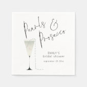 Bruiloftsfeest met moderne scriptparels en Prosecc Servet (Voorkant)