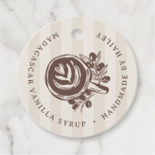 Bruiloftsfeest met mokkastreepkoffie bedankjes labels (Voorkant)