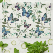 Bruiloftsfeest met mooie blauwe vlinders theedoek (Gevouwen)