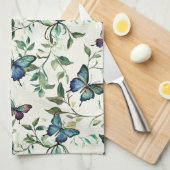 Bruiloftsfeest met mooie blauwe vlinders theedoek (Quarter Fold)