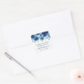 Bruiloftsfeest met Navy Blue Bloemen Vierkante Sticker (Envelop)