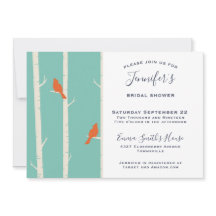 Bruiloftsfeest met oranje vogels op berkenboom