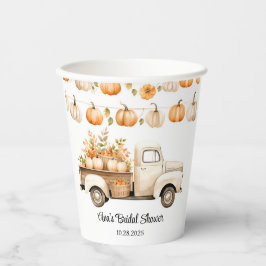 Bruiloftsfeest met Oude Truck en Pompoenen Papieren Bekers