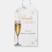 Bruiloftsfeest met Parels en Prosecco, Bruidsontbi Cadeaulabel (Voorkant)