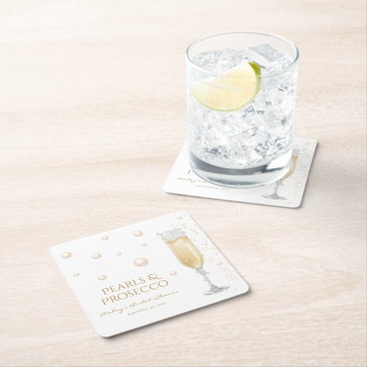 Bruiloftsfeest met parels en Prosecco Kartonnen Onderzetters (Insitu)