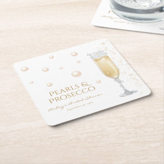 Bruiloftsfeest met parels en Prosecco Kartonnen Onderzetters (Schuin)