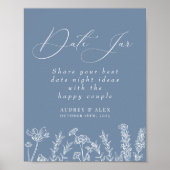 Bruiloftsfeest met periwinkle wilde bloem datum ja poster (Voorkant)