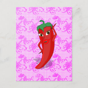 Bruiloftsfeest met rode hete peper diva briefkaart