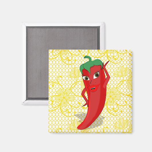 Bruiloftsfeest met rode hete peper diva magneet (Voorkant / Achterkant)