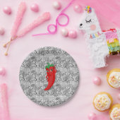 Bruiloftsfeest met rode hete peper diva papieren bordje (Feest)