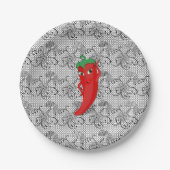 Bruiloftsfeest met rode hete peper diva papieren bordje (Voorkant)