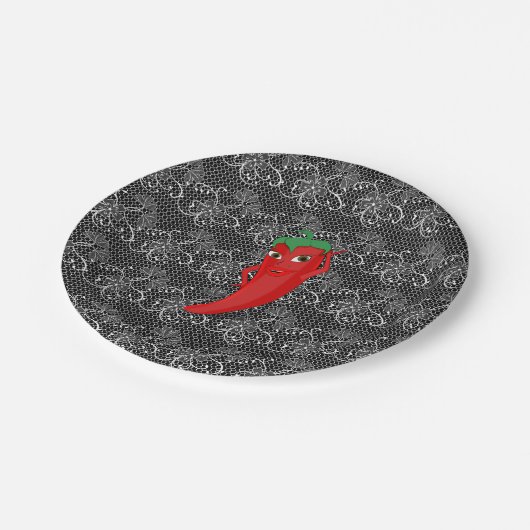 Bruiloftsfeest met rode hete peper diva papieren bordje (Gekanteld)