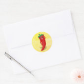 Bruiloftsfeest met rode hete peper diva ronde sticker (Envelop)