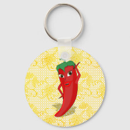 Bruiloftsfeest met rode hete peper diva sleutelhanger