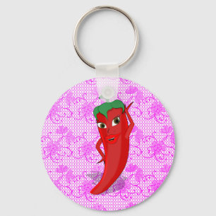Bruiloftsfeest met rode hete peper diva sleutelhanger