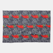 Bruiloftsfeest met rode hete peper diva theedoek (Horizontaal)