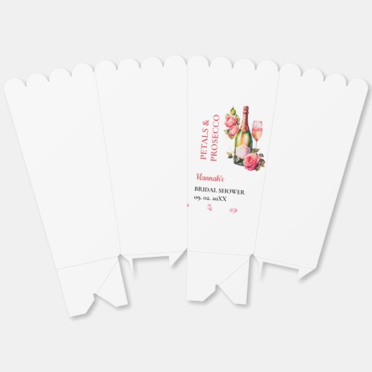 Bruiloftsfeest met Rozenblaadjes en Prosecco Bedankdoosjes (Ongevouwen)