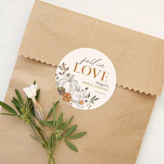 Bruiloftsfeest met rustieke bloemenpompoen ronde sticker