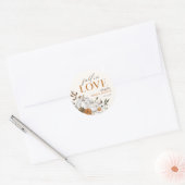 Bruiloftsfeest met rustieke bloemenpompoen ronde sticker (Envelop)