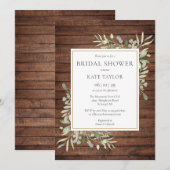 Bruiloftsfeest met rustieke houten waterverf groen kaart (Voorkant / Achterkant)