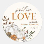 Bruiloftsfeest met rustieke pompoenbloemen ronde sticker (Voorkant)