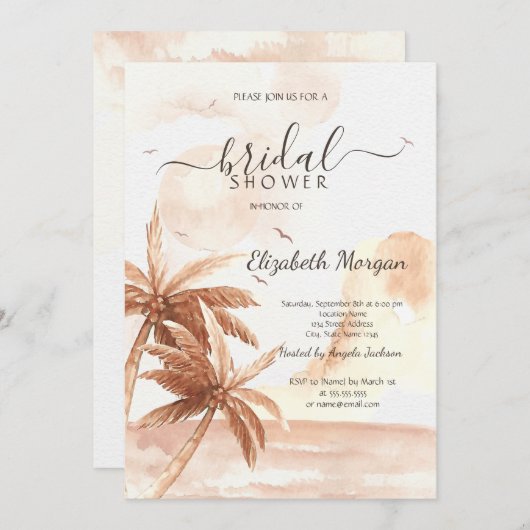 Bruiloftsfeest met rustieke tropische palmen kaart (Voorkant / Achterkant)