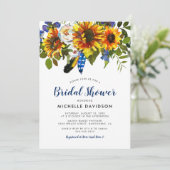 Bruiloftsfeest met rustieke waterverf en zonnebloe kaart (Staand voorkant)