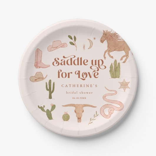 Bruiloftsfeest met rustieke western thema papieren bordje (Voorkant)