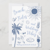 Bruiloftsfeest met strandgetijden en bruiloftsvibe kaart (Voorkant)