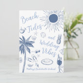 Bruiloftsfeest met strandgetijden en bruiloftsvibe kaart (Staand voorkant)