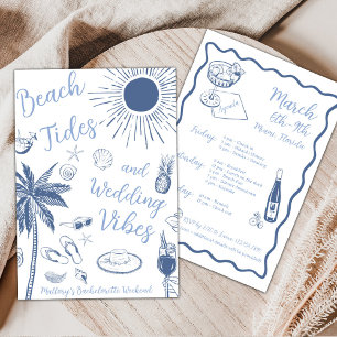 Bruiloftsfeest met strandgetijden en bruiloftsvibe kaart