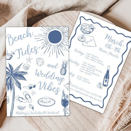 Bruiloftsfeest met strandgetijden en bruiloftsvibe kaart