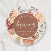 Bruiloftsfeest met Thee Florale Koffie Thema Liefd Bedankjes Labels (Voorkant)