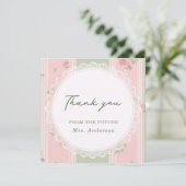 Bruiloftsfeest met vintage bloemen bedankkaart (Staand voorkant)