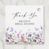 Bruiloftsfeest met vlinder en wilde bloemen bedankjes labels (Achterkant)