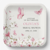 Bruiloftsfeest met Vlinders en Bloemen Papieren Bordje (Voorkant)